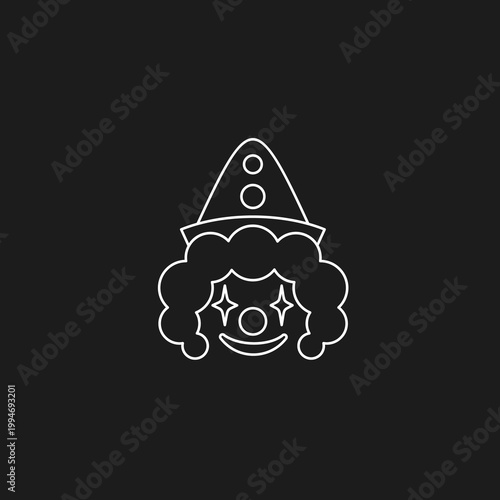 Jester Hat with Clown Face Line Icon Vector Illustration templtae