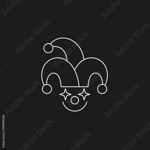 Jester Hat with Clown Face Line Icon Vector Illustration design