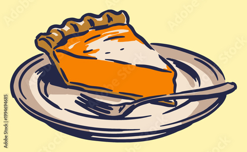 Eat well live well. Pumpkin Pie local farm. Orange Pumpkin Pie vintage t-shirt design. Pumpkin artwork for t shirt print, poster, sticker.