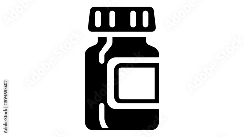 Medicine bottle icon, a pharmaceutical container for pills or tablets