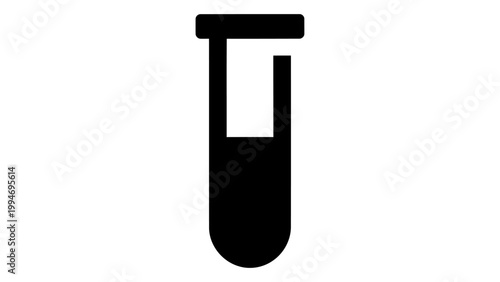 Test tube icon, laboratory glassware symbol, science and research concept, isolated on white background