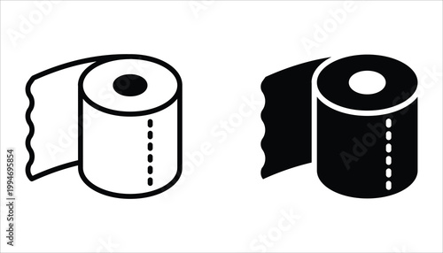 Toilet paper icon set. Vector illustration for web design. Editable stroke outline icon isolated on white background.