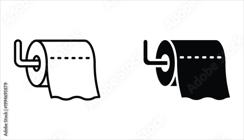 Toilet paper icon set. Vector illustration for web design. Editable stroke outline icon isolated on white background.