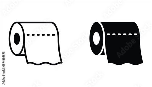 Toilet paper icon set. Vector illustration for web design. Editable stroke outline icon isolated on white background.