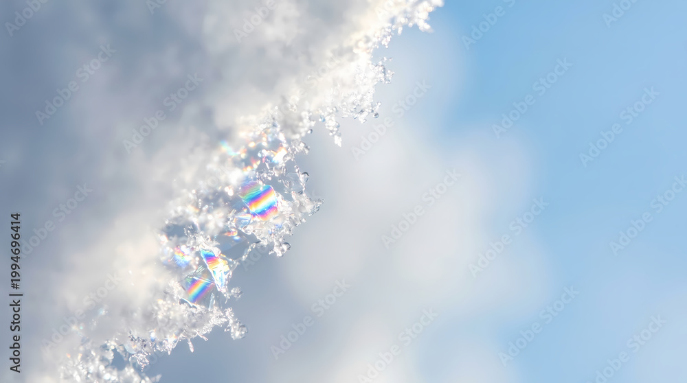 Naklejka premium Textures of ice particles in the sky nature macro photography vibrant clouds high angle beauty of winter