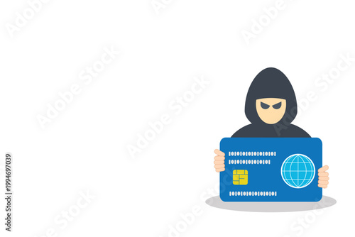 Cyber Crime Credit Card Theft Hacker Identity Fraud Security Breach Vector Illustration