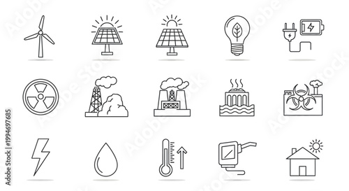 Energy production and power icons.