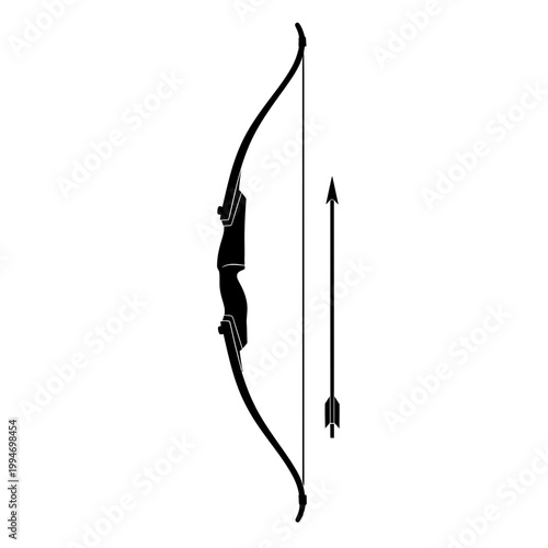 Black bow and arrow equipment.