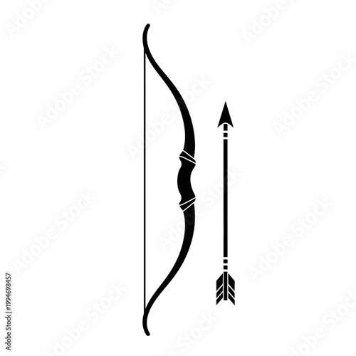 Black bow and arrow weapon.