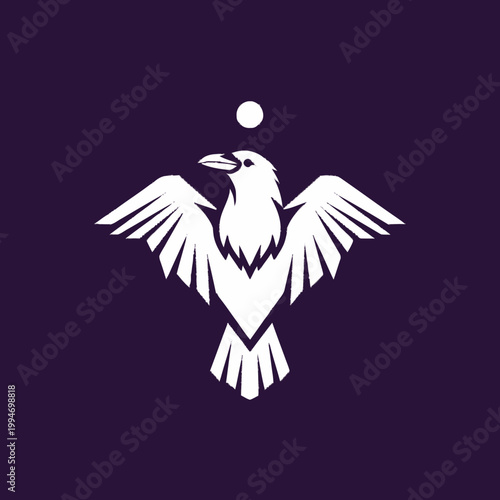 White bird with outstretched wings flying.