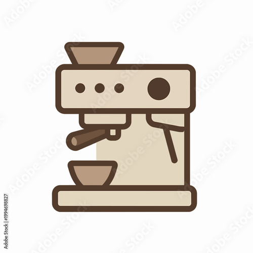 Flat Vector Coffee Brewing Icons: Espresso Machine, French Press, Moka Pot, and Cezve Illustrations for Café Branding and Beverages