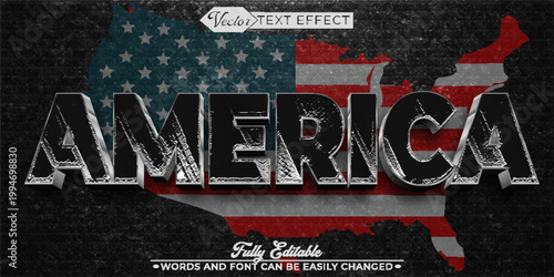  Patriotic American Stars Freedom Typography Vector Fully Editable Smart Object Text Effect