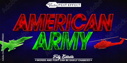  Strong American Army Military Typography Vector Fully Editable Smart Object Text Effect