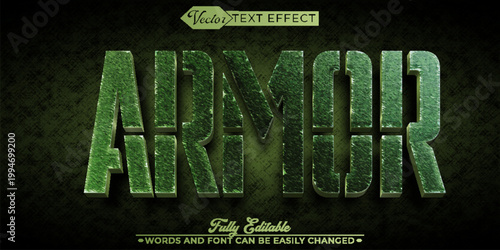  Heavy Metal Armor Protection Typography Vector Fully Editable Smart Object Text Effect
