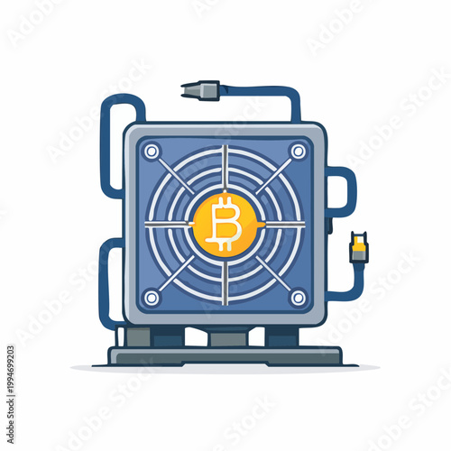 Bitcoin Mining Rig Illustration Cryptocurrency Technology