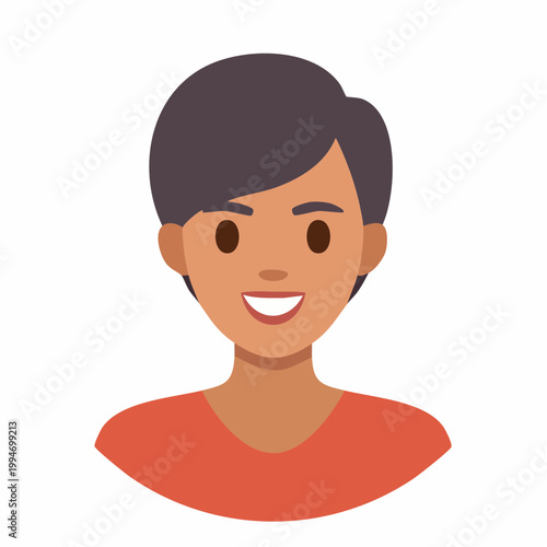Smiling woman portrait illustration in flat design style