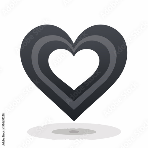 Abstract layered heart design with shadow