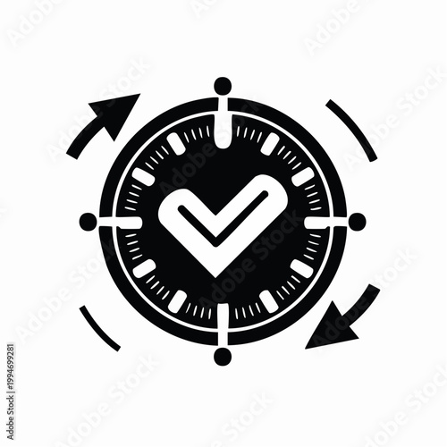 Time management concept with clock and arrows isolated