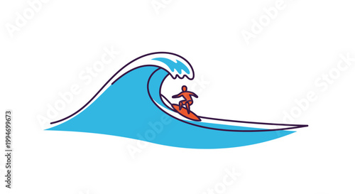 Man surfing on a blue wave.