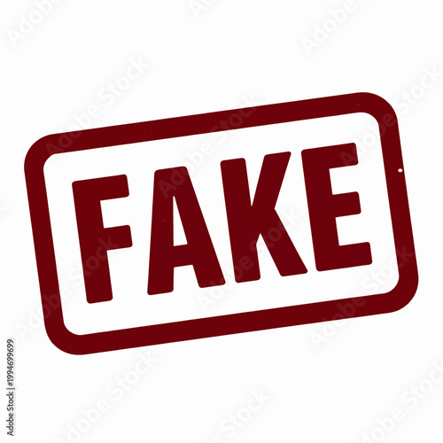 Warning fake stamp vector graphic for counterfeit goods, distressed red ink seal illustration