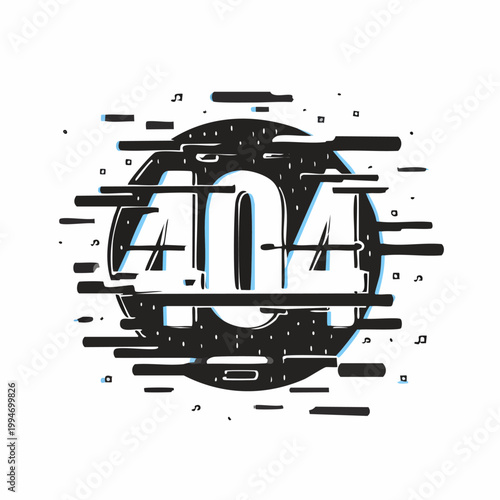 404 page not found error message with digital glitch effect