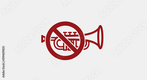 No Noise Silence Prohibited Trumpet Icon.