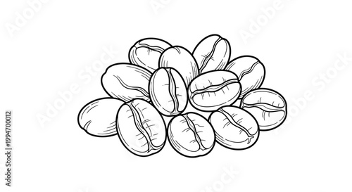 Pile of coffee beans in hand drawn outline style