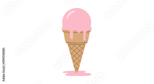 Pink Ice Cream Cone Dessert Treat.