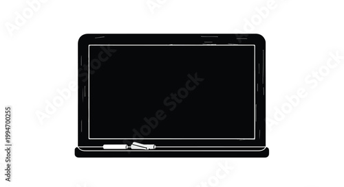 Blackboard Silhouette with Chalk and Eraser - Classroom Education and Teaching Icon
