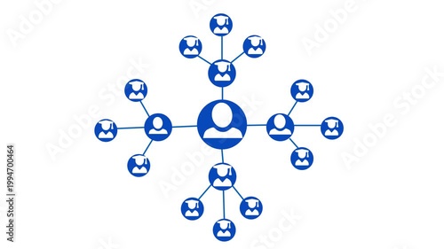 Social network connections with central user icon animation