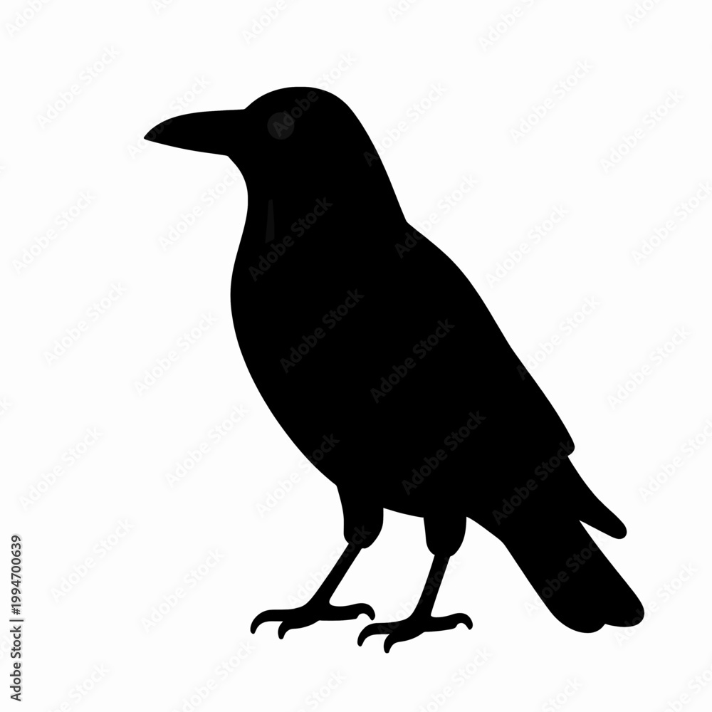 Fototapeta premium Bold Crow Silhouette Vector Icon: Majestic Raven Graphic Illustration for Tattoo, Logo, and Modern Design Projects