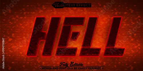 Fotografia Dark Infernal Hell Fire Typography Vector Fully Editable Smart Object Text Effe