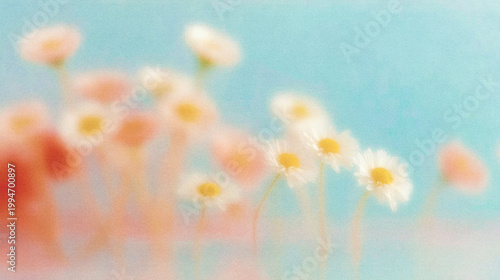 Fényképezés Soft blurred vintage background with Y2K flowers