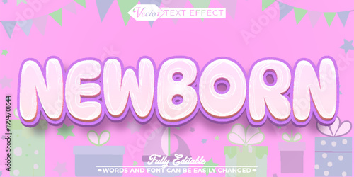  Soft Newborn Baby Tender Typography Vector Fully Editable Smart Object Text Effect