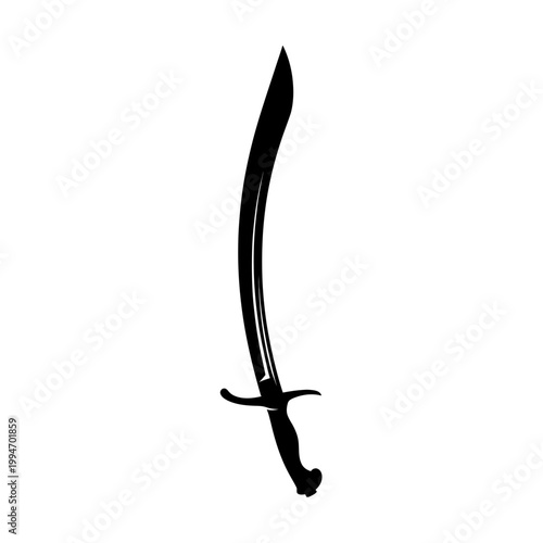 Black sword with curved blade weapon.