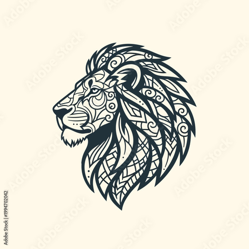 Decorative Lion Head Illustration Design.