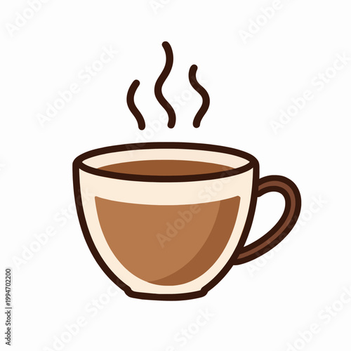 Coffee cup vector doodle icon: Illustration of warm beverage, caffeine addiction, energy boost, and morning routine concepts for cafe and lifestyle branding