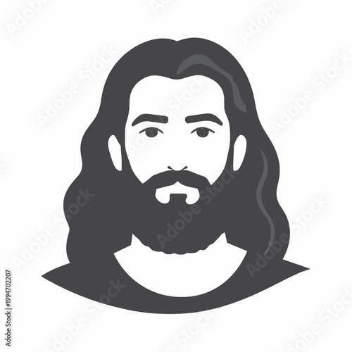 Biblical Prophet Man with Long Beard Vector Illustration