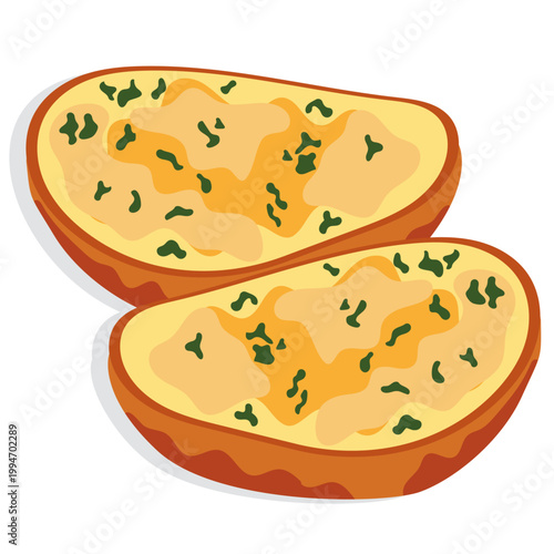 garlic bread slice, toasted garlic bread.