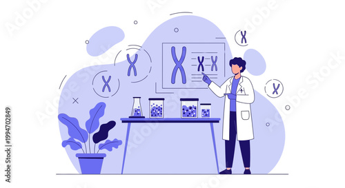 Geneticist Explains Chromosomes and DNA Structure in Laboratory Setting