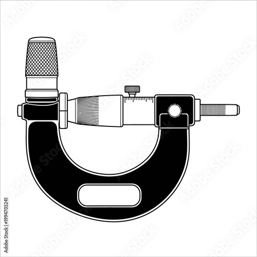 Micrometer screw gauge tool closeup.