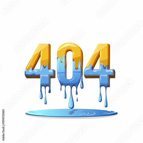404 Error Page Icon with Melting Blue Liquid