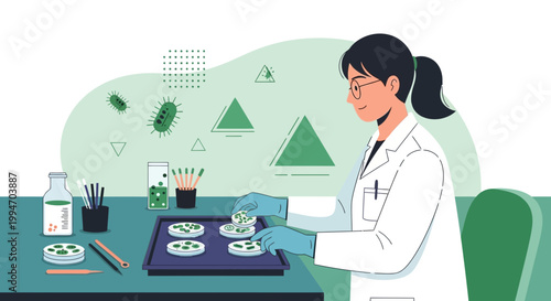 Scientist working with petri dishes in a laboratory, microbiology research