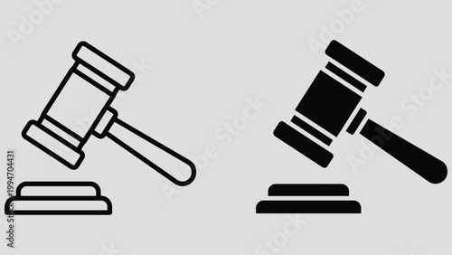 Judge hammer vector icon. Gavel indicator. Lawyer symbol. Mallet graphic. Auction bid icon isolated.
