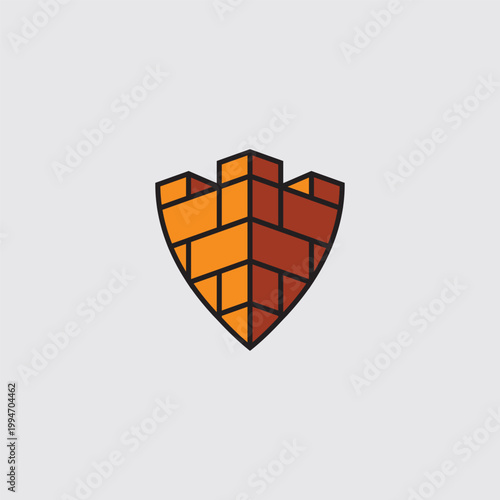 brick stone wall logo design vector template