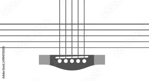 Cuadro en lienzo Guitar bridge with six strings closeup.