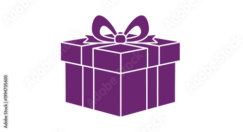Purple gift box with ribbon.