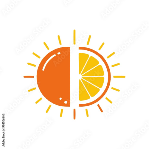 Orange Lemon Fruit Icon Graphic.