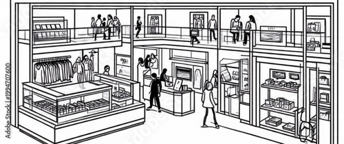 Library Interior Line Art