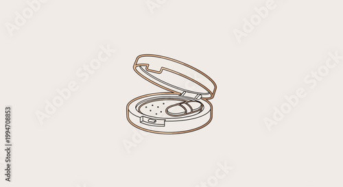 Minimalist line art illustration of a robotic vacuum cleaner with open lid.